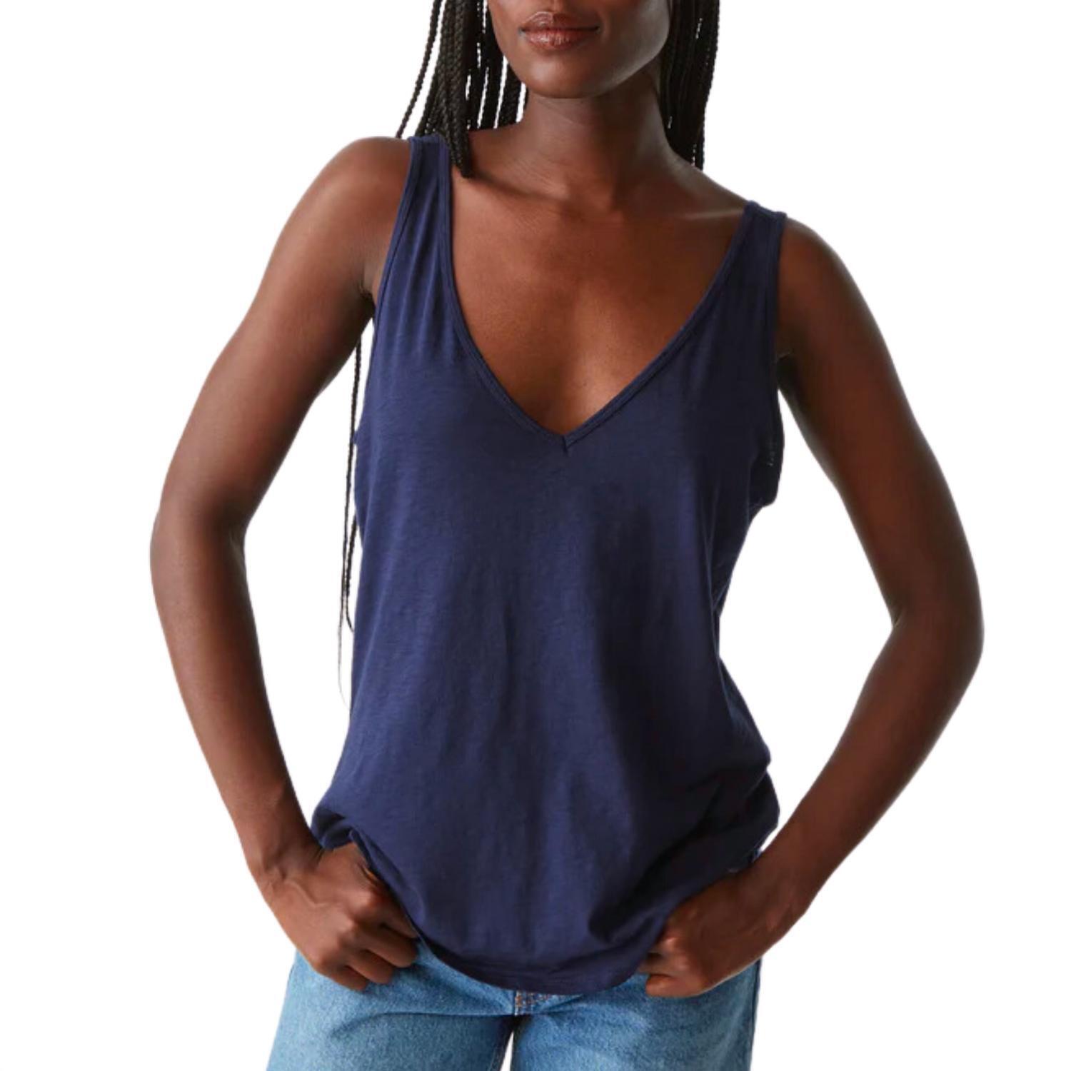 New Michael Stars Women's Scarlett V-Neck Tank Top In Nocturnal